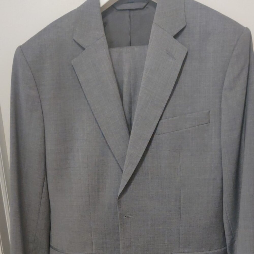 J Lindeberg grey sharkskin suit 38x30US 48x46EU modern slim fit Hopper 100% wool